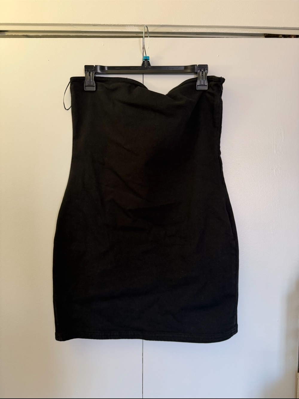 Zara Black Strapless Mini denim dress